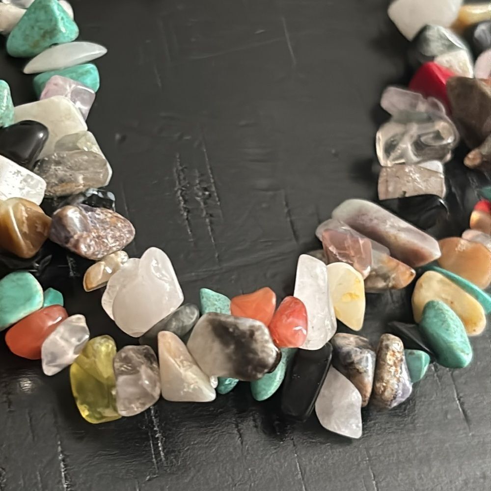 Multicolor Gemstone Chip Beaded Bead Colorful Bracelet - Picture 2 of 5